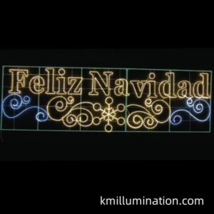 led sign Feliz navidad cross street decoration