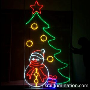 red star green tree and Santa Clause Gif box display