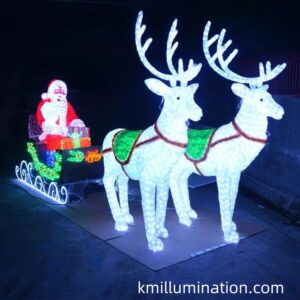 Reindeer Santa clause driving on the snow