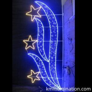 blue and warm white 2D post lamp