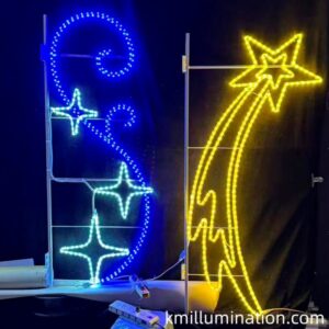 meteor white blue rope light motif