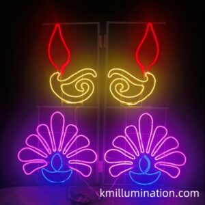 Iron or aluminum frame and Led neon strip motif