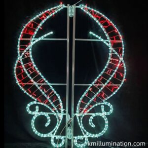 Red string lights and white rope light motif