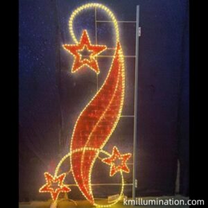 Red star rope lights motif holiday decoration
