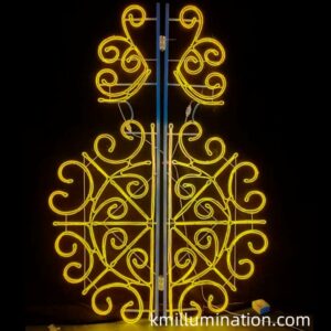 Neon motif lights street pole installation