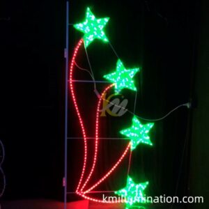 LED green star motif festival lights