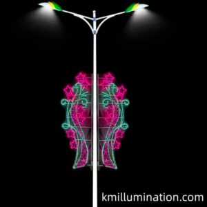 pink and white street pole light