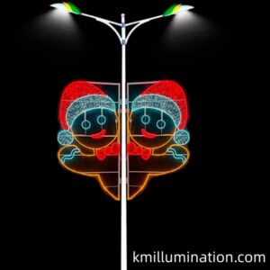 Xmas Santa Clause pole motif decoration lights