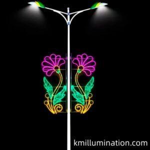 pink flower shape outdoor decoration led light