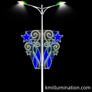 blue and white star light for street pole decoration