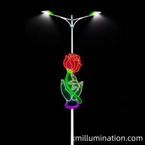 Rose flower pole display light